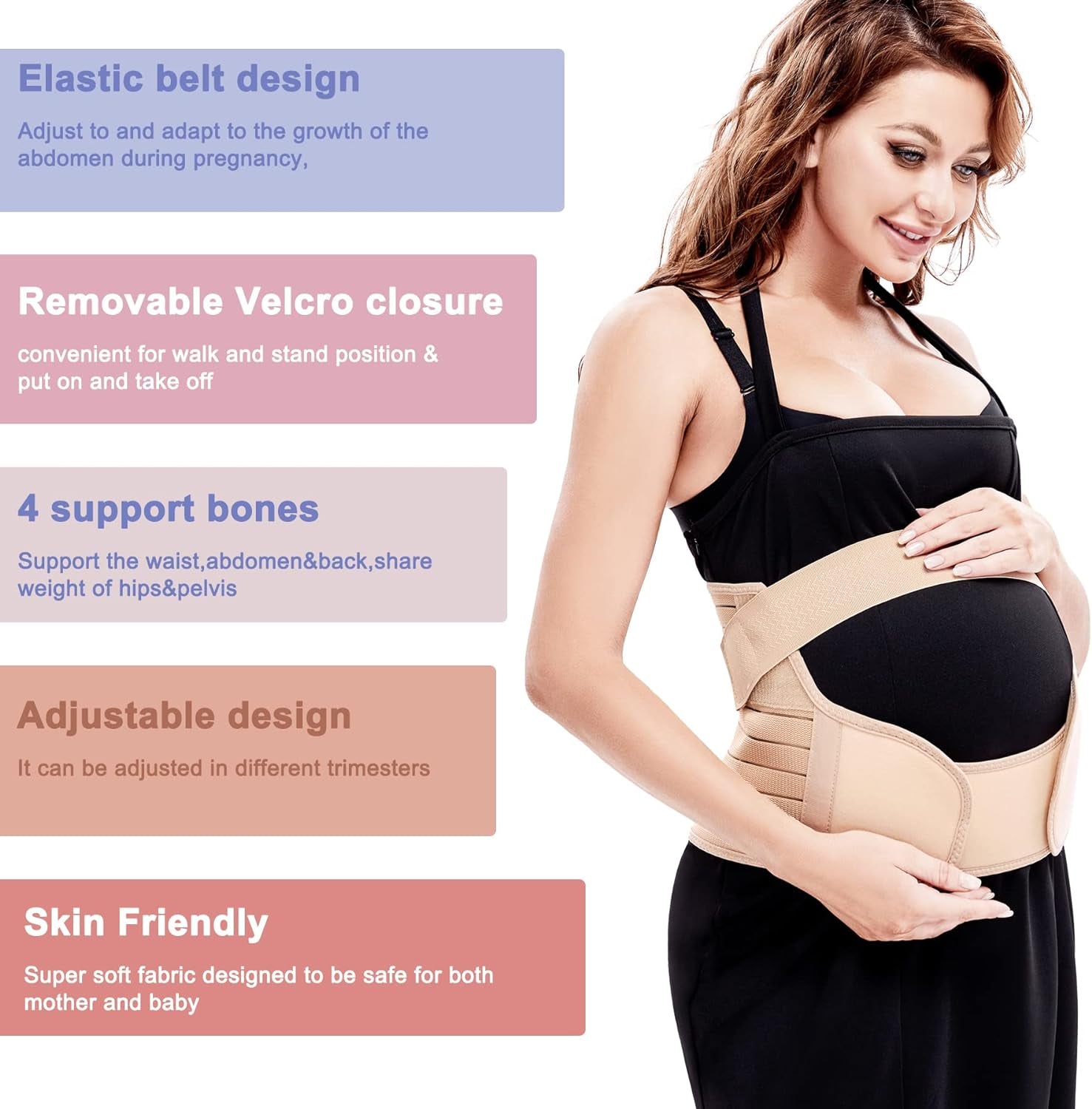 Maternity Belly Band for Pregnancy Belly Support Belt 3 in 1 Belly Brace Bands for Pregnant Women Back/Pelvic Pain Relief Care Adjustable