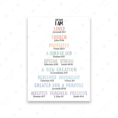 Kids Bible Verses Christian Church Scripture Wall Art Canvas Painting Print Biblical Affirmation Poster Picture Child Room Decor