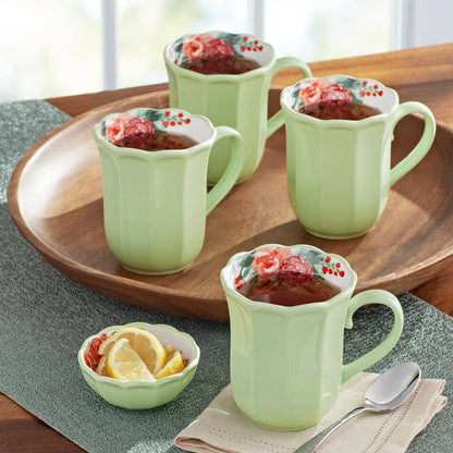 Painted Meadow 16-Ounce Ceramic Mugs, Set of 4