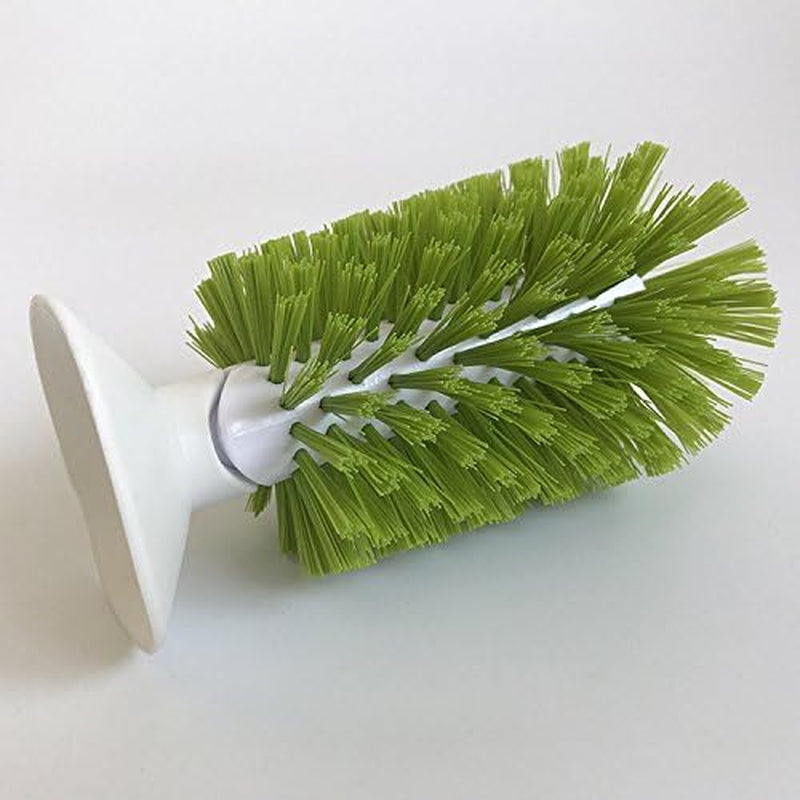 Brush-Up Glass Brush with Suction Cup Upright Stays in Sink Bristle Scrub Kitchen Bottle Cleaning Washing (Green)